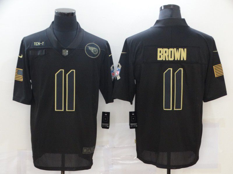 Men Tennessee Titans 11 Brown Black gold lettering 2020 Nike NFL Jersey